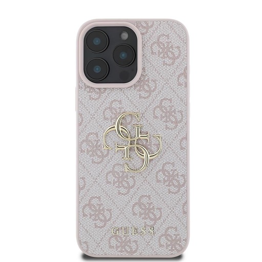 Apple iPhone 16 Pro Max Guess PU 4G Metal Logo husă (Roz) - GUHCP16X4GMGPI