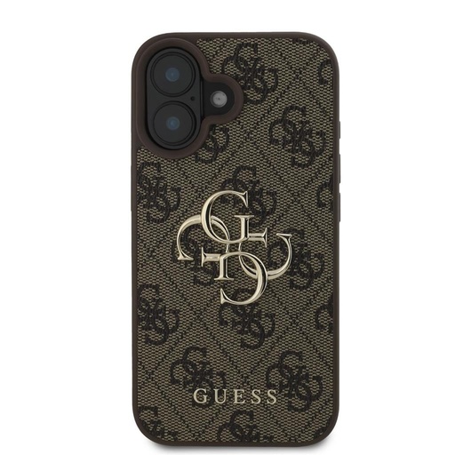 Apple iPhone 16 Guess PU 4G Metal Logo husă (Maro) - GUHCP16S4GMGBR