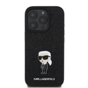 Apple iPhone 16 Pro Max Karl Lagerfeld Fixed Glitter Metal Ikonik tok (Fekete) – KLHCP16XGKNPSK