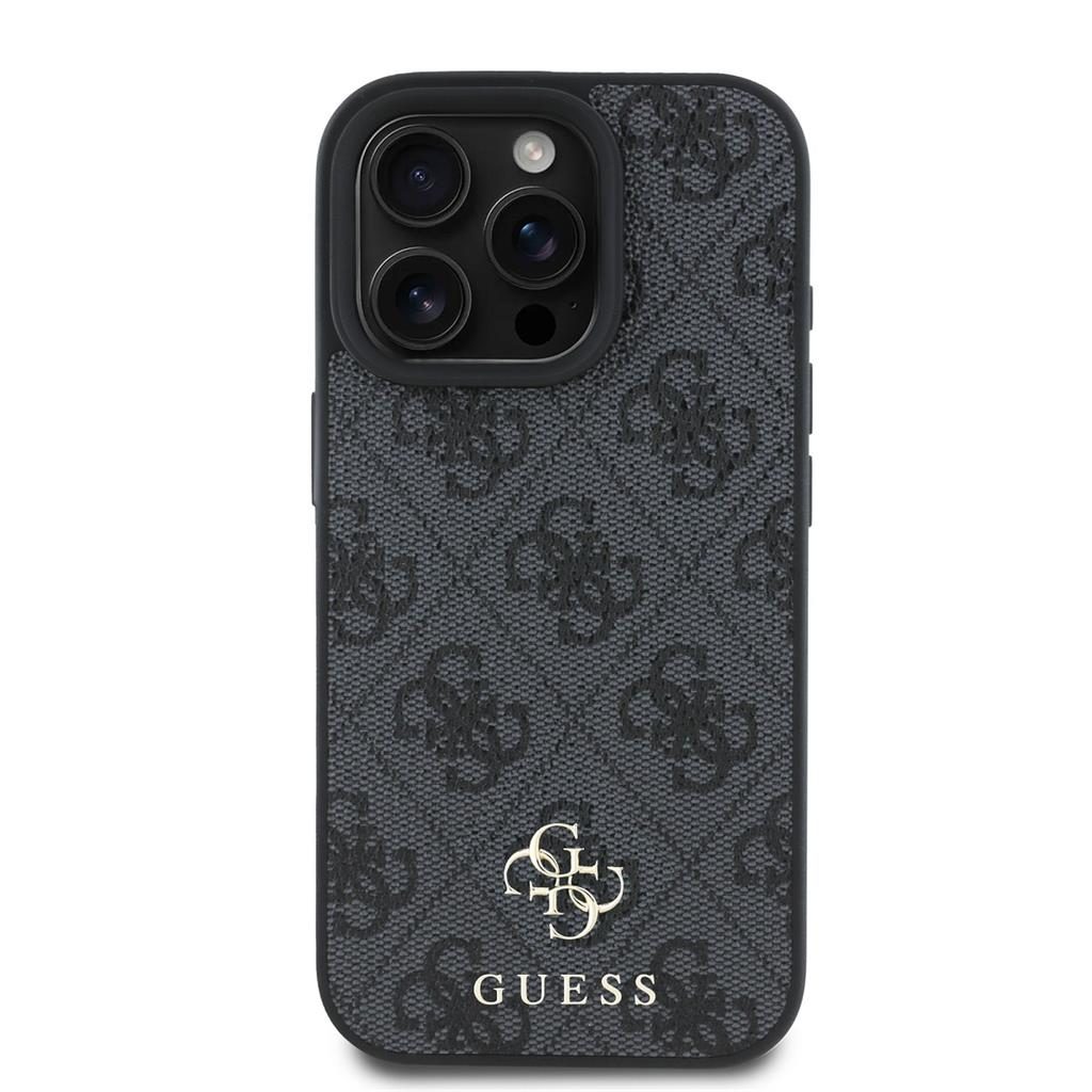 Apple iPhone 16 Pro Guess PU 4G Small Metal Logo MagSafe tok (Szürke) - GUHMP16LP4SM4MK