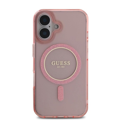Apple iPhone 16 Guess IML Glitter Ring MagSafe husă (Roz) - GUHMP16SHFGEREP
