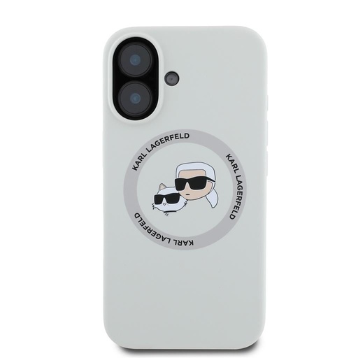 Apple iPhone 16 Karl Lagerfeld Liquid Silicone K&CH Heads MagSafe husă (Bej) – KLHMP16SSKCHTCE