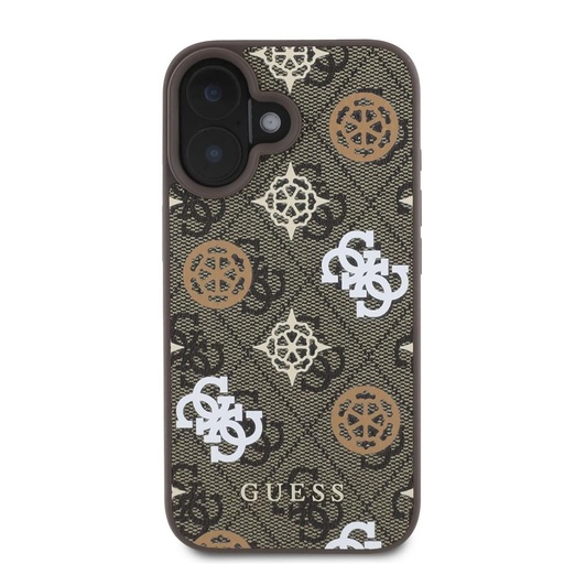 Apple iPhone 16 Guess PU 4G Peony MagSafe husă (Maro) - GUHMP16SP4PWPW