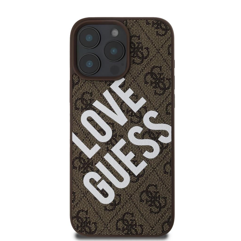 Apple iPhone 16 Pro Guess PU Leather 4G Big Love Logo MagSafe tok (Barna) - GUHMP16LP4PLGWW