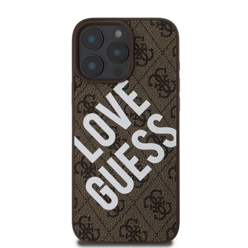 Apple iPhone 16 Pro Guess PU Leather 4G Big Love Logo MagSafe husă (Maro) - GUHMP16LP4PLGWW