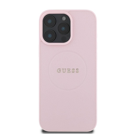 Apple iPhone 16 Pro Max Guess PU Grained Classic Logo MagSafe husă (Roz) - GUHMP16XPGHSMMP