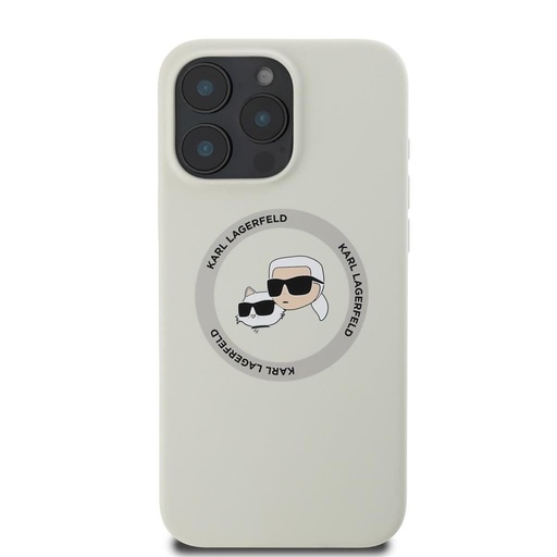 Apple iPhone 16 Pro Max Karl Lagerfeld Liquid Silicone K&CH Heads MagSafe husă (Bej) – KLHMP16XSKCHTCE