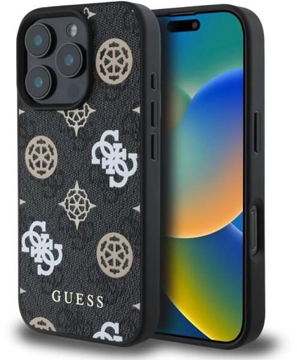 Apple iPhone 16 Guess PU 4G Peony MagSafe husă (Negru) - GUHMP16SP4PWPK