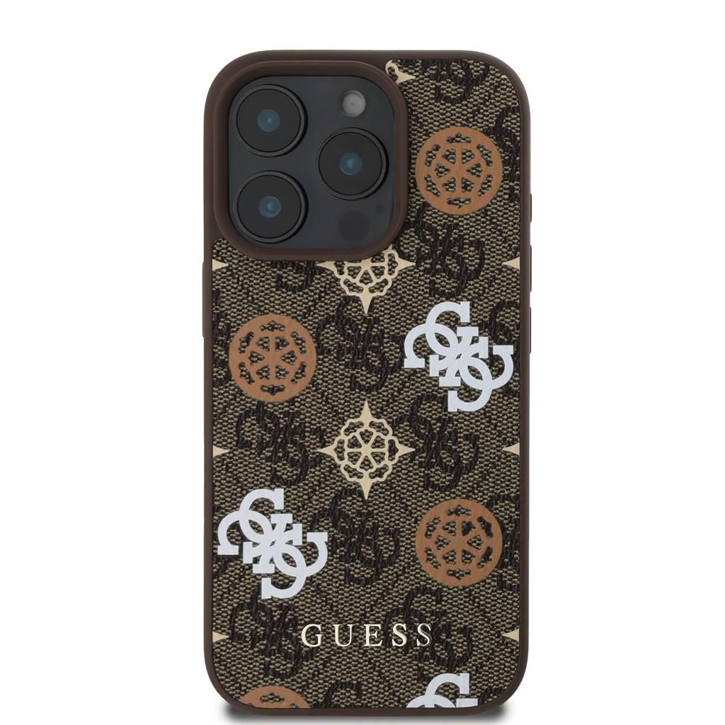 Apple iPhone 16 Pro Guess PU 4G Peony MagSafe tok (Barna) - GUHMP16LP4PWPW
