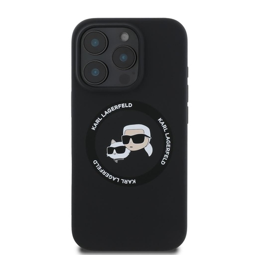 Apple iPhone 16 Pro Karl Lagerfeld Liquid Silicone K&CH Heads MagSafe husă (Negru) – KLHMP16LSKCHTCK
