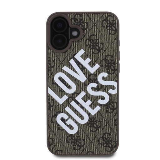 Apple iPhone 16 Guess PU Leather 4G Big Love Logo MagSafe husă (Maro) - GUHMP16SP4PLGWW