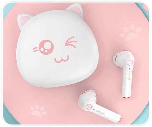 Picun HI CAT wireless headset, BT 5.0, white