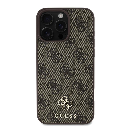 Apple iPhone 16 Pro Guess PU 4G Small Metal Logo MagSafe husă (Maro) - GUHMP16LP4SM4MW