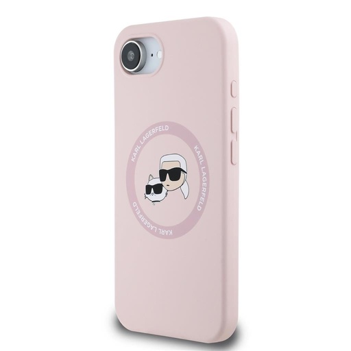 Apple iPhone 16e Karl Lagerfeld Liquid Silicone K&CH Heads MagSafe husă (Roz) – KLHMPSE4SKCHTCP