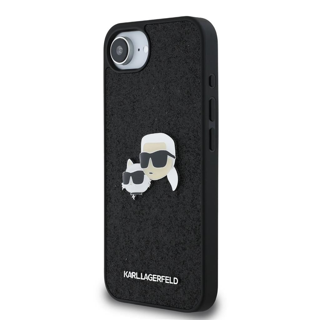 Apple iPhone 16e Karl Lagerfeld Fixed Glitter Metal K&CH tok (Fekete) – KLHCPSE4PFGKCPK