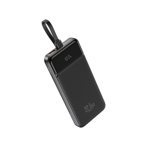 XO PR274 power bank 10000 mAh (Negru) – digital ecran, PD 20W + QC 22.5W, 3 încorporat cablu (2× USB-C, 1× Lightning)