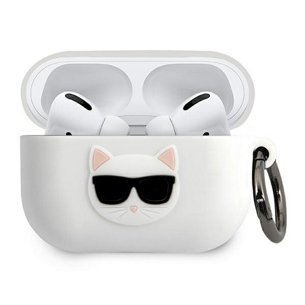Apple AirPods Pro Karl Lagerfeld szilikontok Choupette (Fehér) – KLACAPSILCHWH