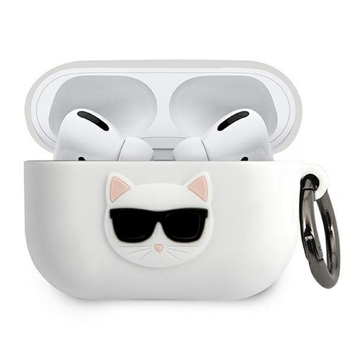 Apple AirPods Pro Karl Lagerfeld husă din silicon Choupette (Alb) – KLACAPSILCHWH