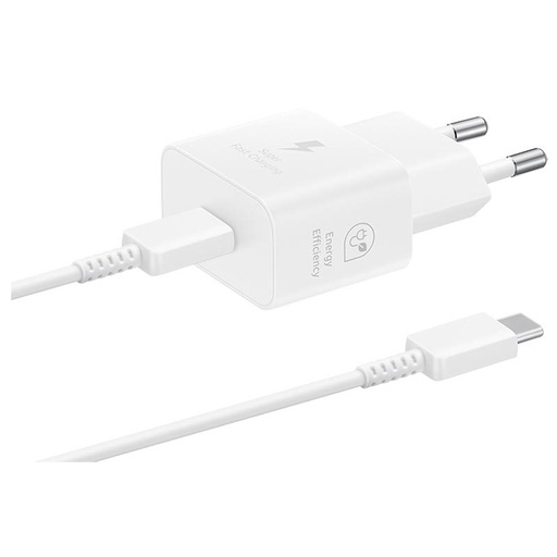 Samsung USB-C de rețea încărcător rapid 25W + USB-C cablu (Alb)