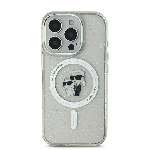 Apple iPhone 16 Pro Max Karl Lagerfeld IML Glitter Karl and Choupette MagSafe husă (Transparent) - KLHMP16XHGKCNOT