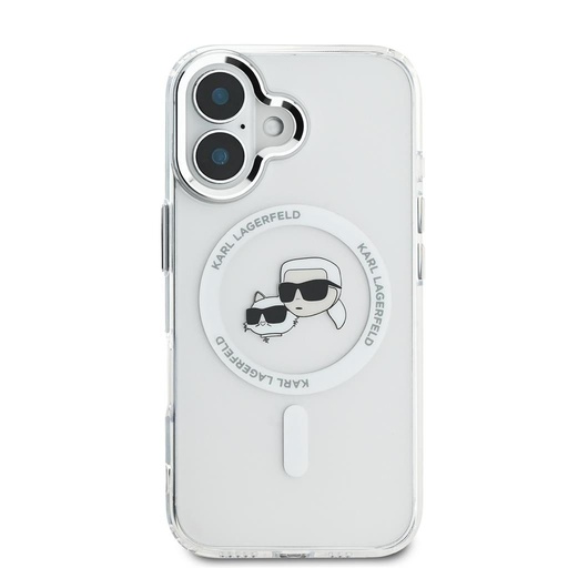 Apple iPhone 16 Karl Lagerfeld IML K&CH Heads Metal Frame MagSafe husă (Transparent) - KLHMP16SHLSKCH