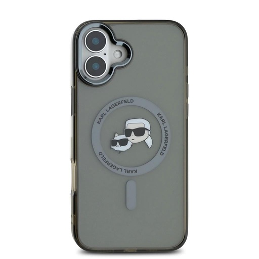 Apple iPhone 16 Karl Lagerfeld IML K&CH Heads Metal Frame MagSafe husă (Negru) - KLHMP16SHLSKCK