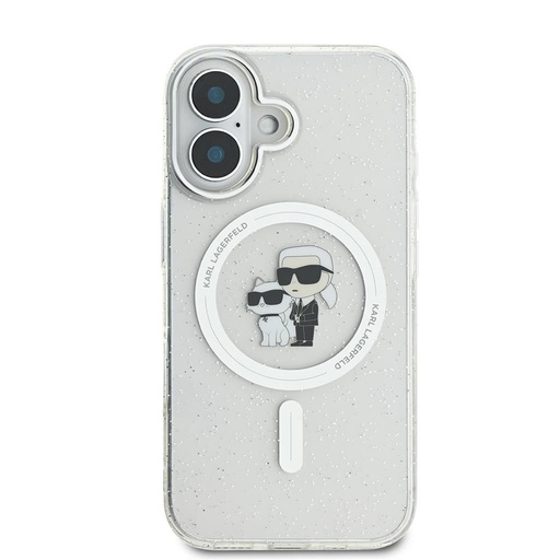 Apple iPhone 16 Karl Lagerfeld IML Glitter Karl and Choupette MagSafe husă (Transparent) - KLHMP16SHGKCNOT