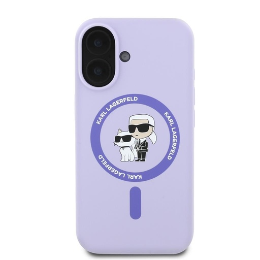 Apple iPhone 16 Karl Lagerfeld Liquid Silicone Karl and Choupette MagSafe husă (Mov) - KLHMP16SSCMKCRHU
