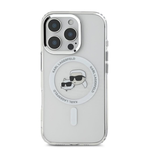 Apple iPhone 16 Pro Max Karl Lagerfeld IML K&CH Heads Metal Frame MagSafe husă (Transparent) - KLHMP16XHLSKCH