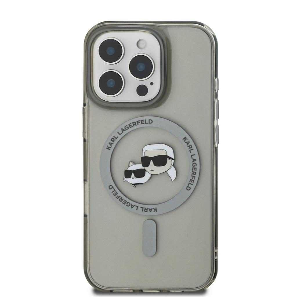 Apple iPhone 16 Pro Karl Lagerfeld IML K&CH Heads Metal Frame MagSafe tok (Fekete) - KLHMP16LHLSKCK