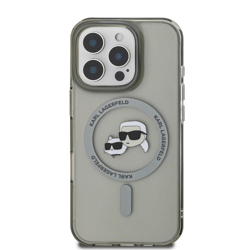 Apple iPhone 16 Pro Max Karl Lagerfeld IML K&CH Heads Metal Frame MagSafe husă (Negru) - KLHMP16XHLSKCK