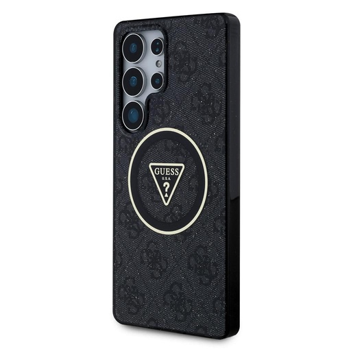 Samsung Galaxy S25 Ultra Guess IML 4G Glitter MagSafe husă – Triangle Logo (Negru) - GUHMS25LHG4PRTGK