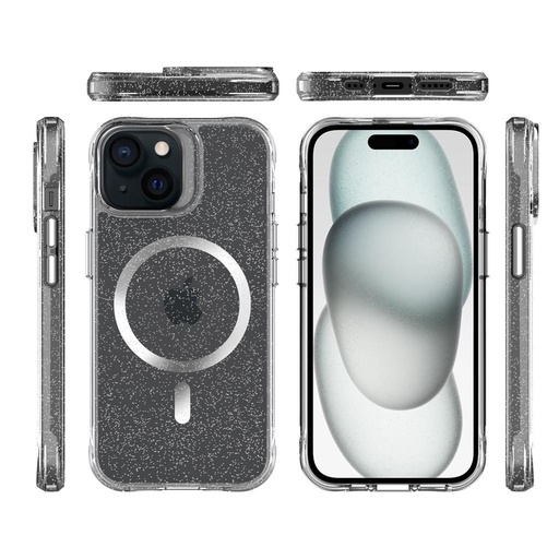 Apple iPhone 15 TOKO Pure Glitter MagSafe husă spate (Argintiu)