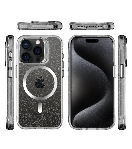 Apple iPhone 15 Pro TOKO Pure Glitter MagSafe husă spate (Argintiu)