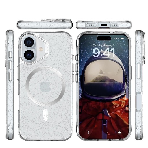 Apple iPhone 16 TOKO Pure Glitter MagSafe husă spate (Argintiu)