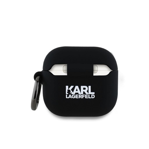 Apple AirPods 4 Karl Lagerfeld 3D Logo NFT Karl and Choupette Silicone husă (Negru) - KLA4RUNKC