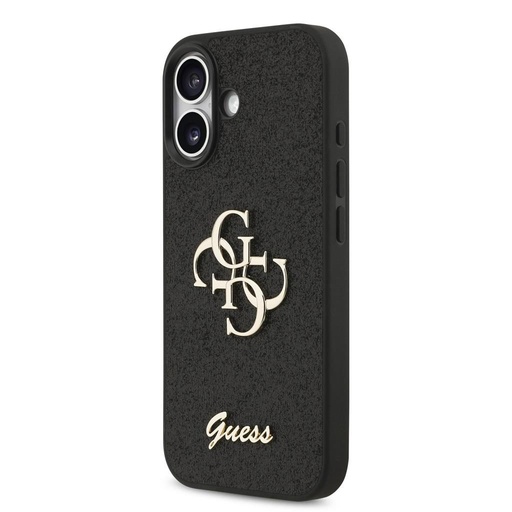 Guess PU Fixed Glitter 4G Metal Logo husă iPhone 17 (Negru) - GUHCP17SHG4SGK