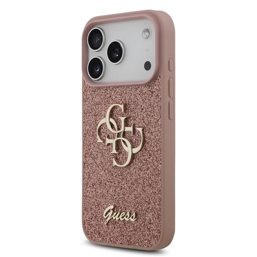Guess PU Fixed Glitter 4G Metal Logo husă iPhone 17 Pro (Roz) - GUHCP17LHG4SGP