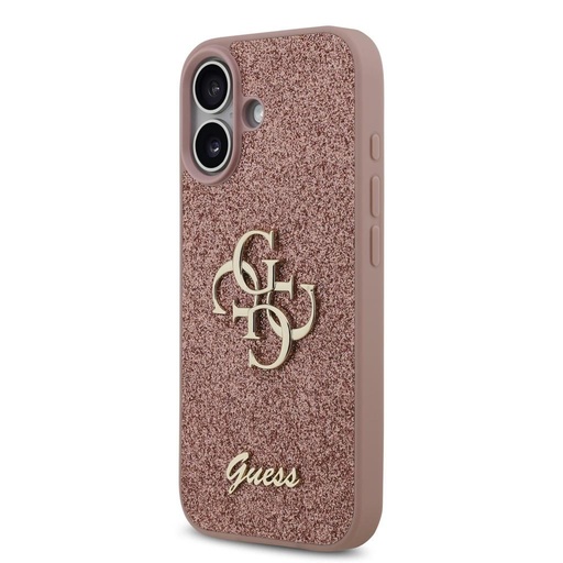 Guess PU Fixed Glitter 4G Metal Logo husă iPhone 17 (Roz) - GUHCP17SHG4SGP