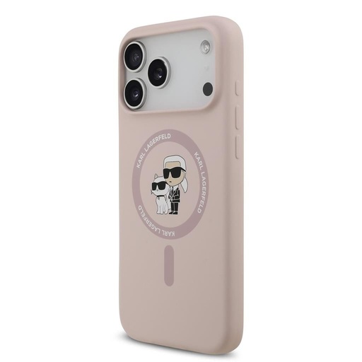 Karl Lagerfeld Liquid Silicone Karl and Choupette MagSafe husă iPhone 17 Pro Max (Roz) - KLHMP17XSCMKCRHP