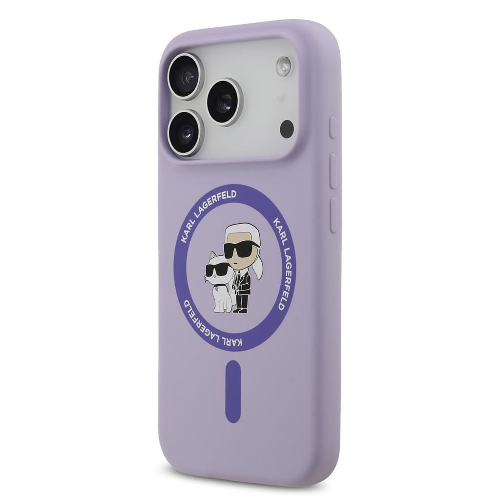 Karl Lagerfeld Liquid Silicone Karl and Choupette MagSafe tok iPhone 17 Pro (Lila) - KLHMP17LSCMKCRHU