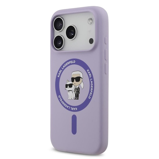 Karl Lagerfeld Liquid Silicone Karl and Choupette MagSafe husă iPhone 17 Pro (Mov) - KLHMP17LSCMKCRHU