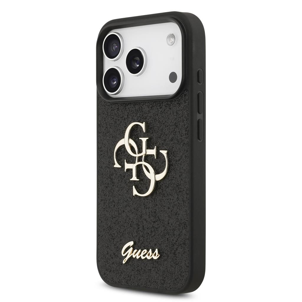 Guess PU Fixed Glitter 4G Metal Logo tok iPhone 17 Pro (Fekete) - GUHCP17LHG4SGK