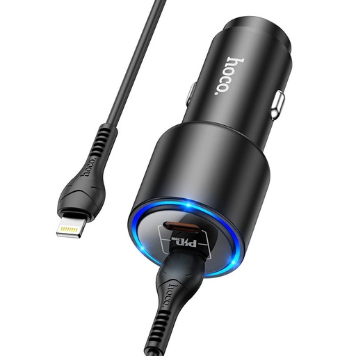 Hoco NZ3 PD 3.0 auto încărcător rapid ( 2 USB-C port, lightning cablu), PD 40W, negru