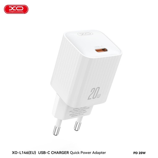 XO L146 PD 20W încărcător rapid (Alb) – USB-C conector