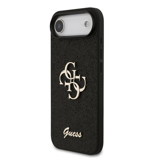 Guess PU Fixed Glitter 4G Metal Logo husă iPhone 17 Air (Negru) - GUHCP17MHG4SGK