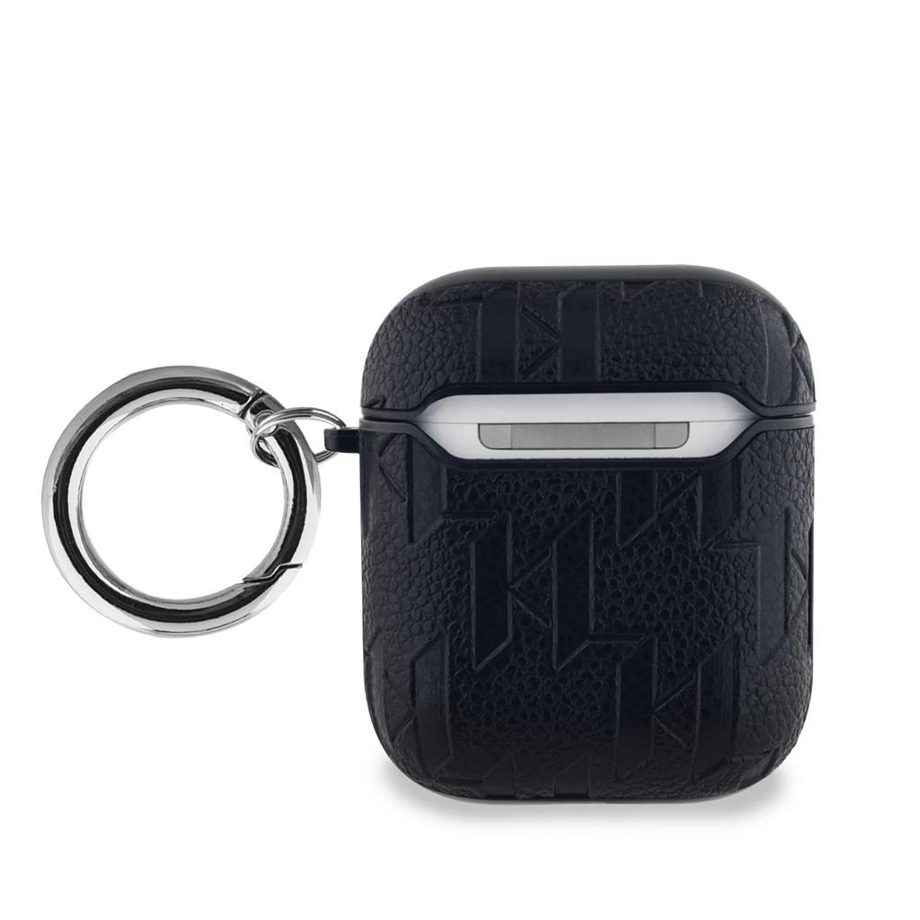 Apple AirPods / AirPods 2 Karl Lagerfeld PU Embossed Choupette Head tok (Fekete) - KLA2PGCHPK