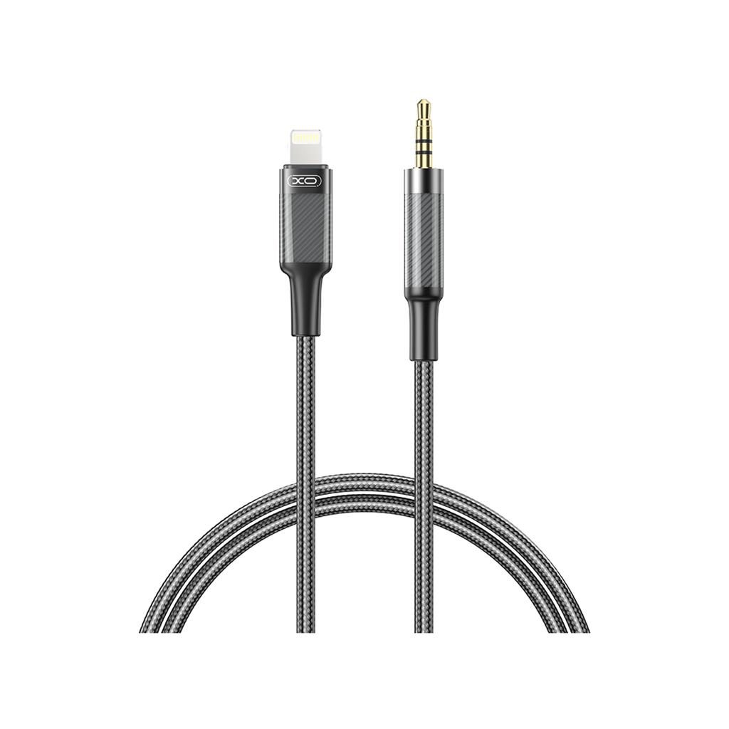 XO NB-R279A audio kábel Lightning - 3,5 mm Brushed Clear (Fekete)