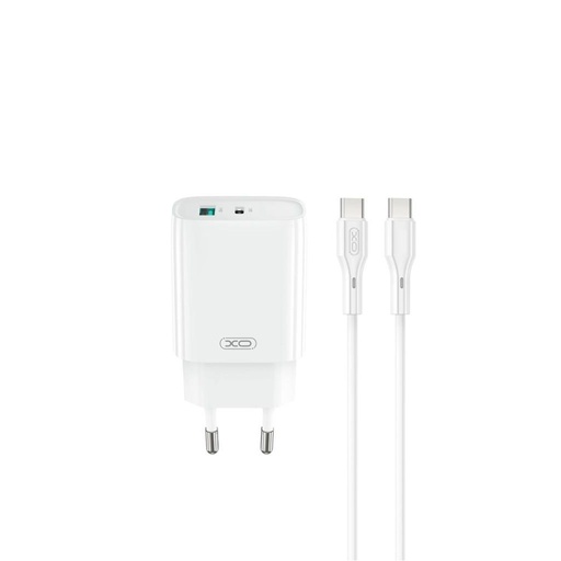 XO CE30 de perete încărcător 30W 1x USB-A + 1x USB-C (Alb)
