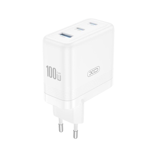 XO CE35 GaN de perete încărcător 100W 2x USB-C + 1x USB-A (Alb)